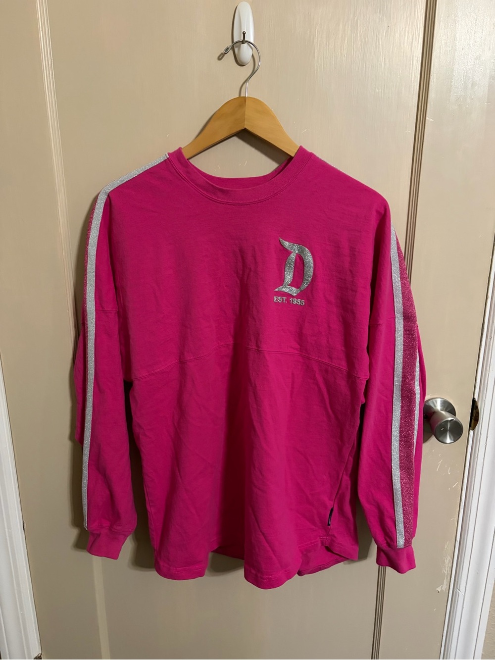 Disney Hot Pink Sweatshirt with Silver Stripe Details